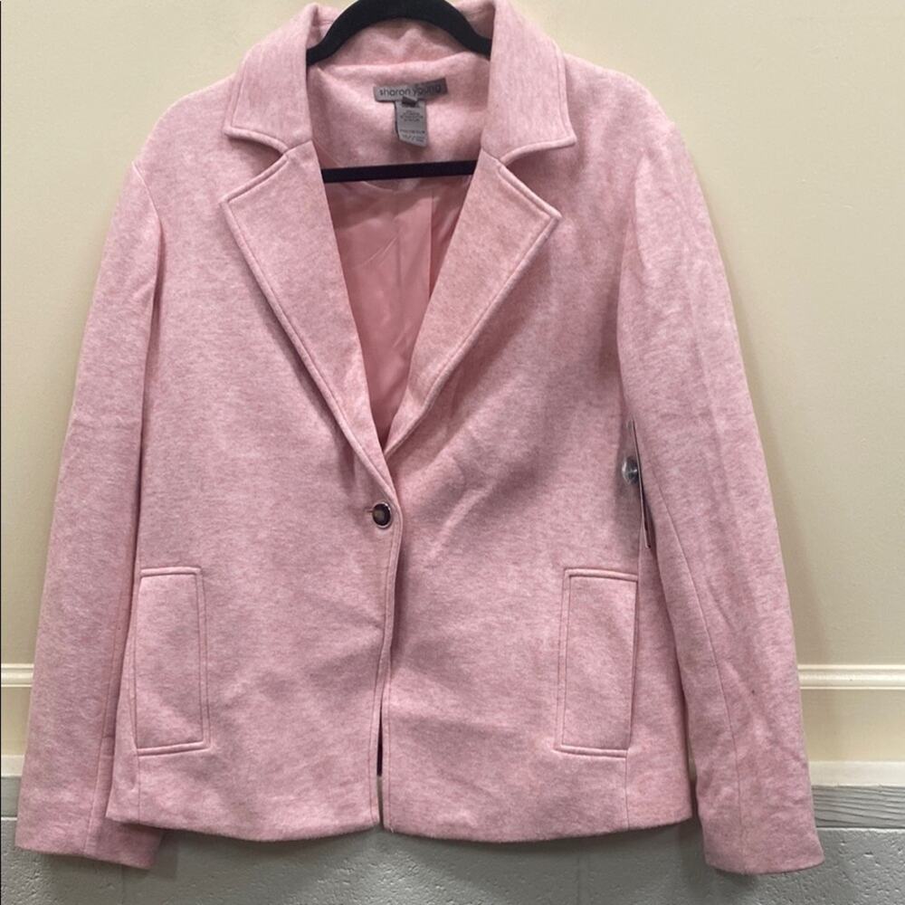 Sharon Young NWT women’s large Jacobean Rose Pink Blazer Notched Lapels jacket